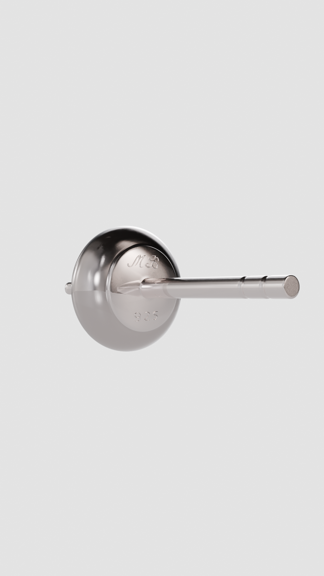 Bright Silver Mono Ear Stud